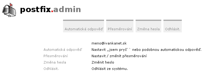 Vstup do administrácie užívateľa